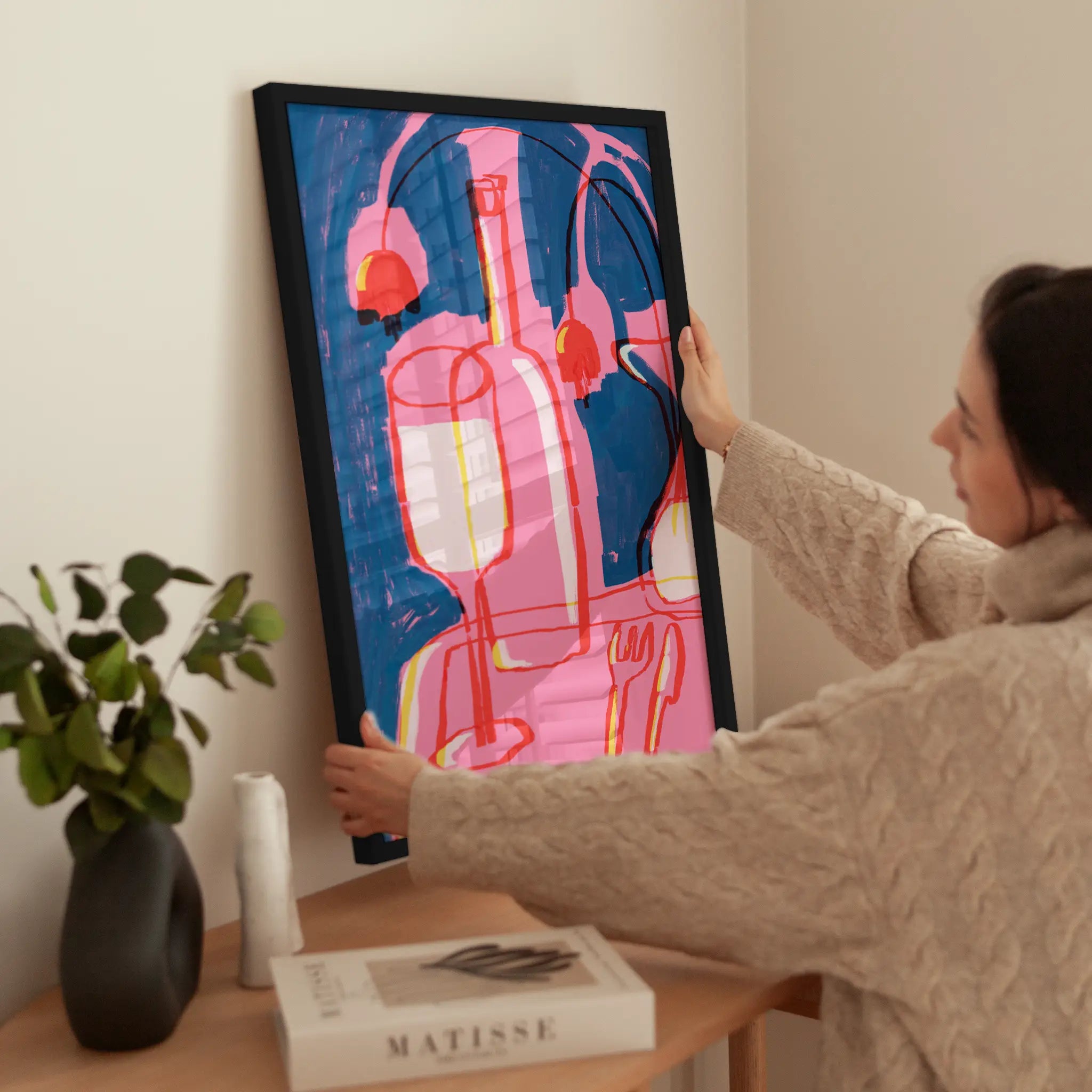Pink Tablecloth wird aufgehängt