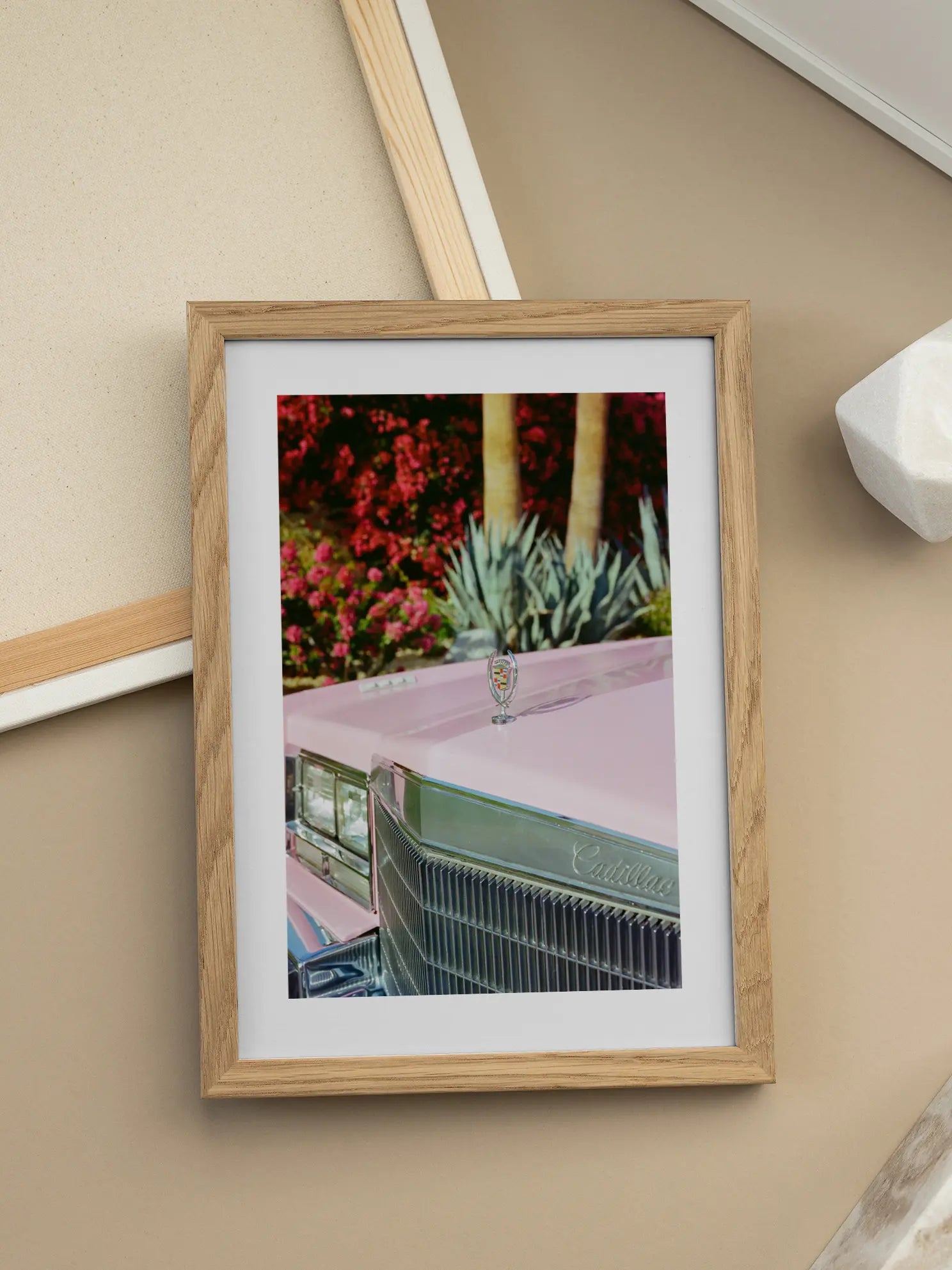 Pink Vintage Car Ornament Poster