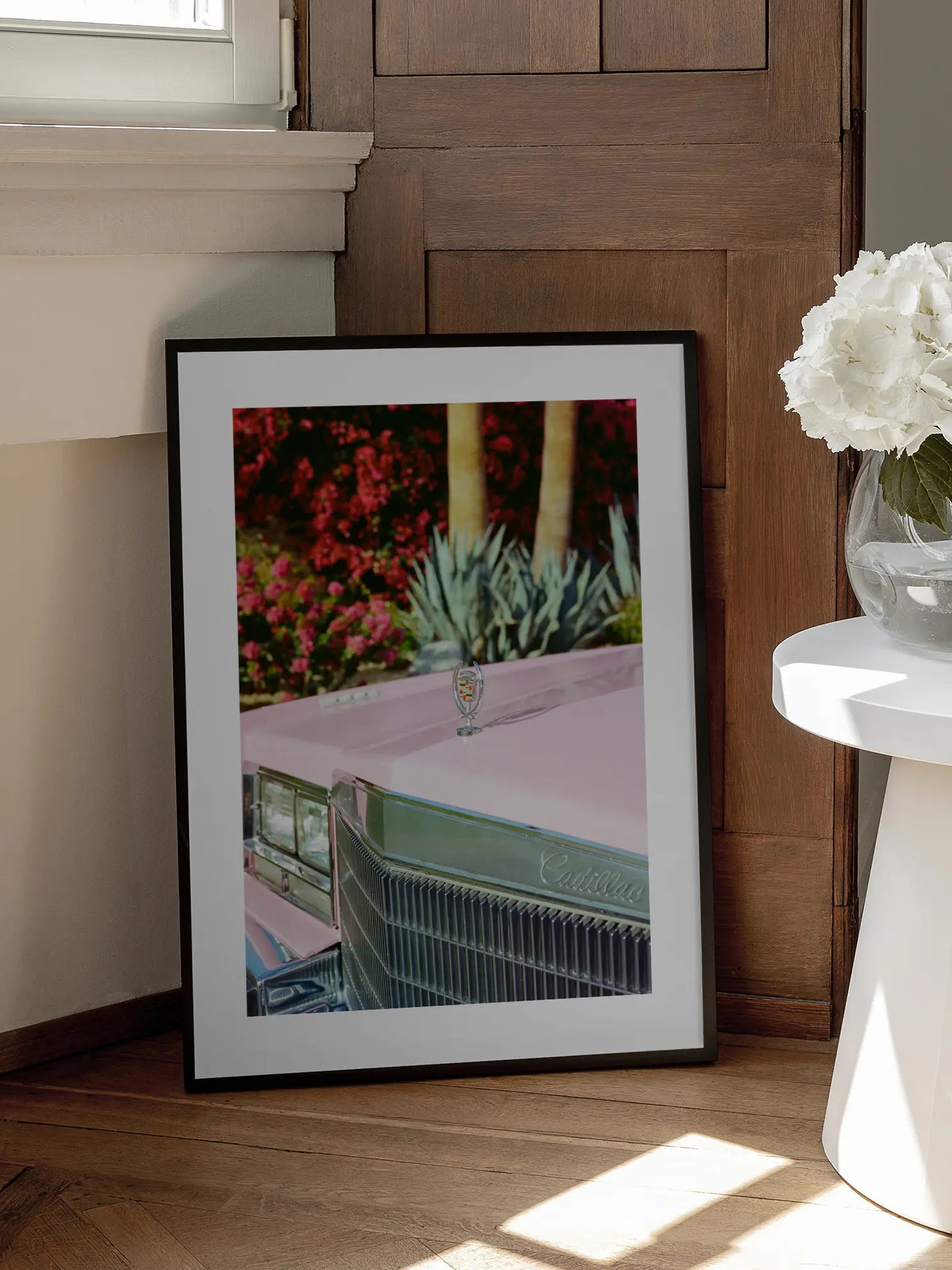 Pink Vintage Car Ornament Poster