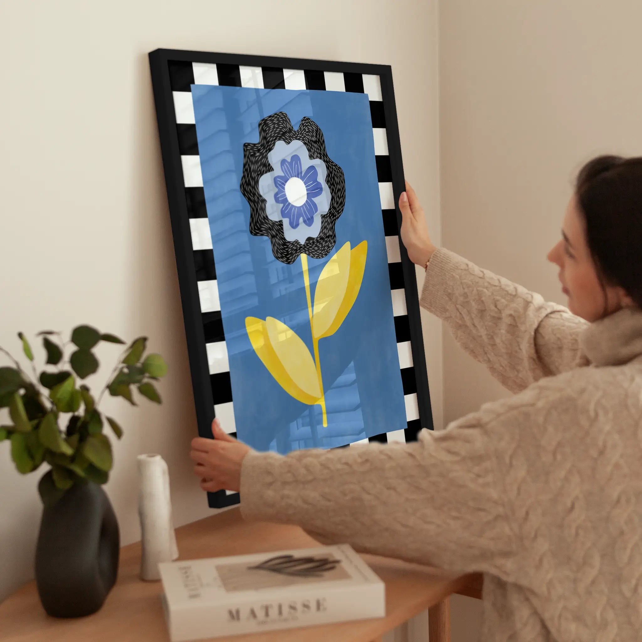 Pop Flower wird aufgehängt