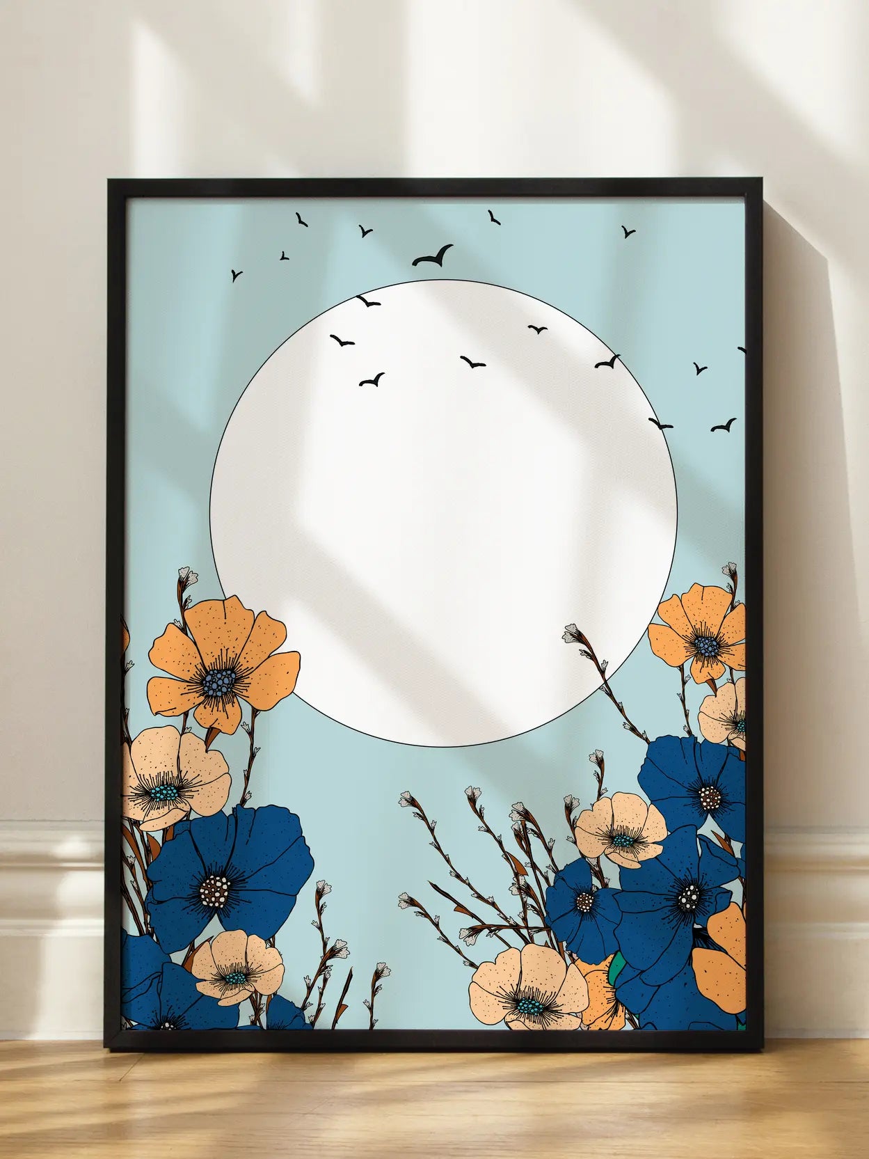 Poppies Under The Sun And Birds