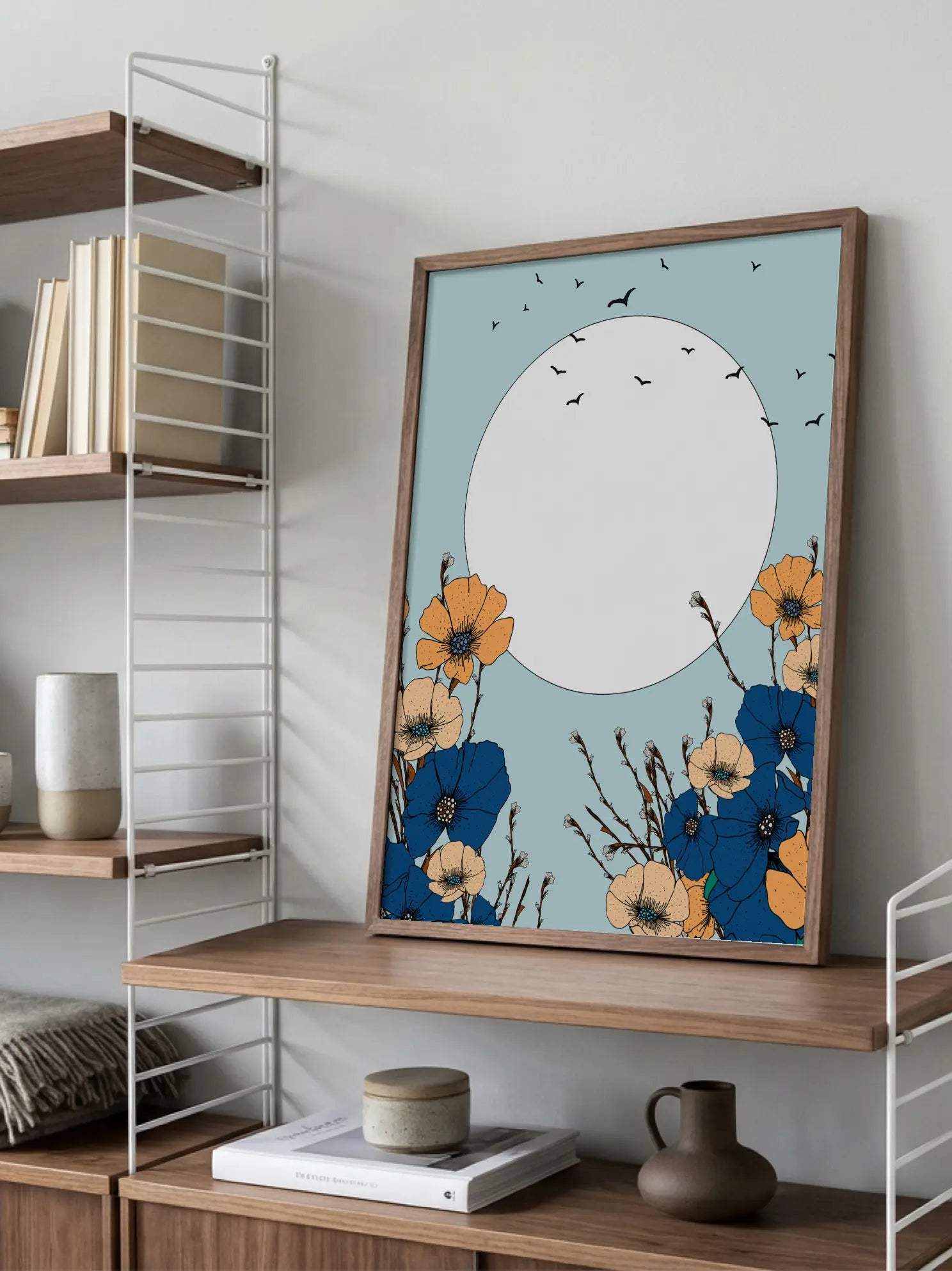 Poppies Under The Sun And Birds Poster