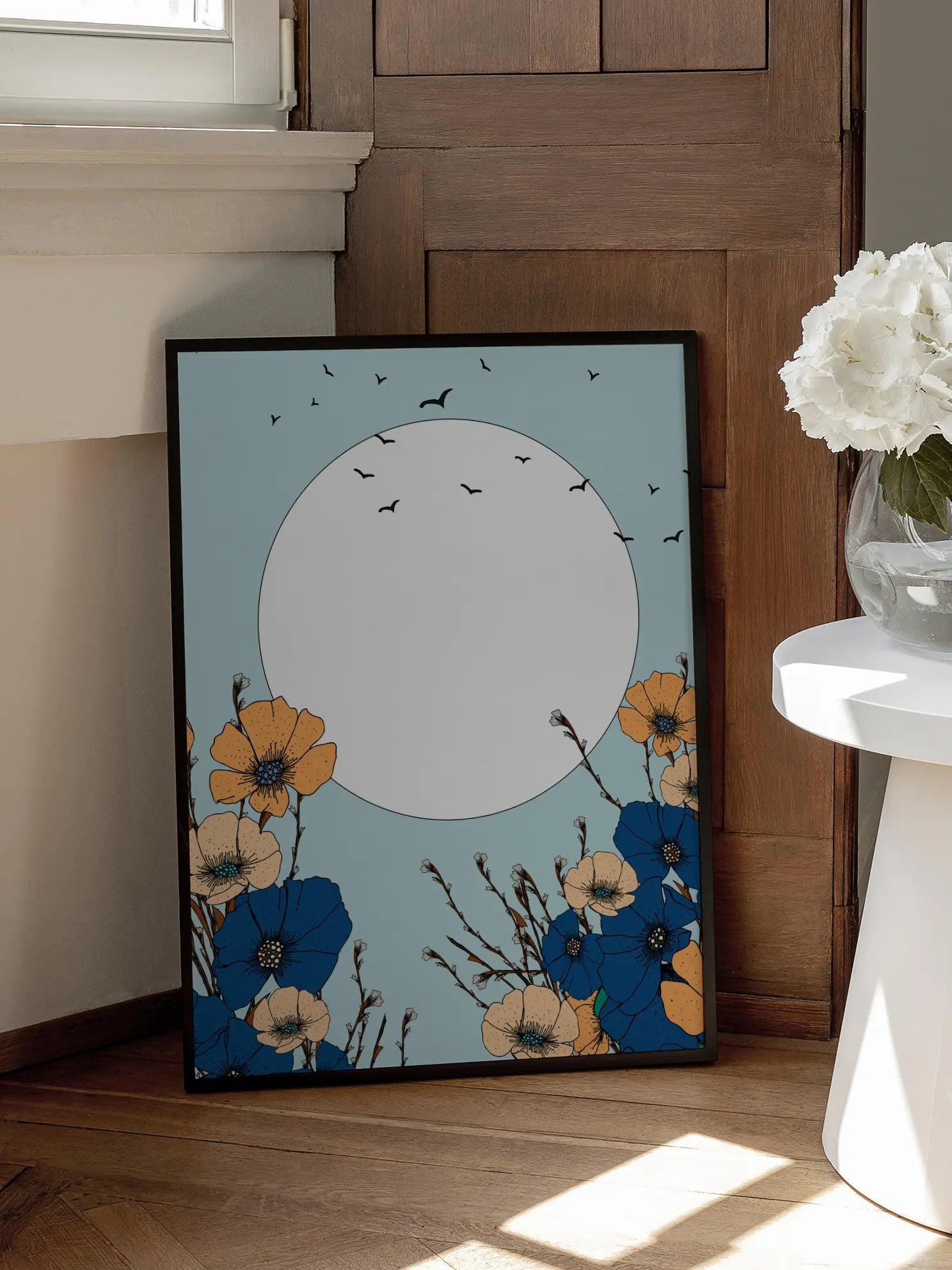 Poppies Under The Sun And Birds Poster