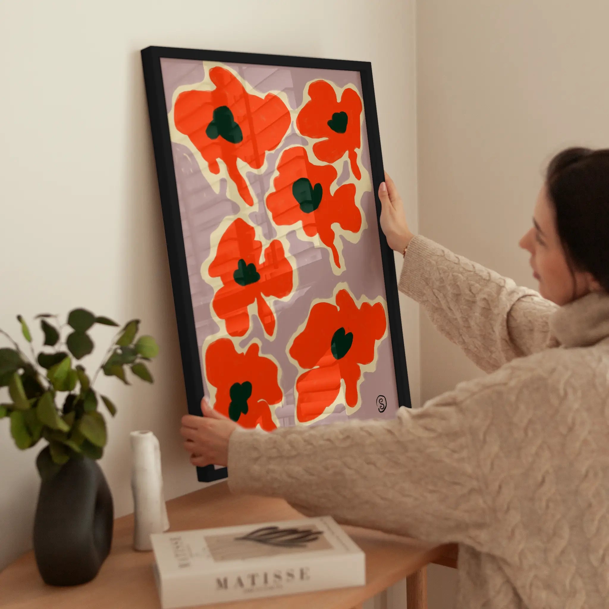 Poppies in Love wird aufgehängt