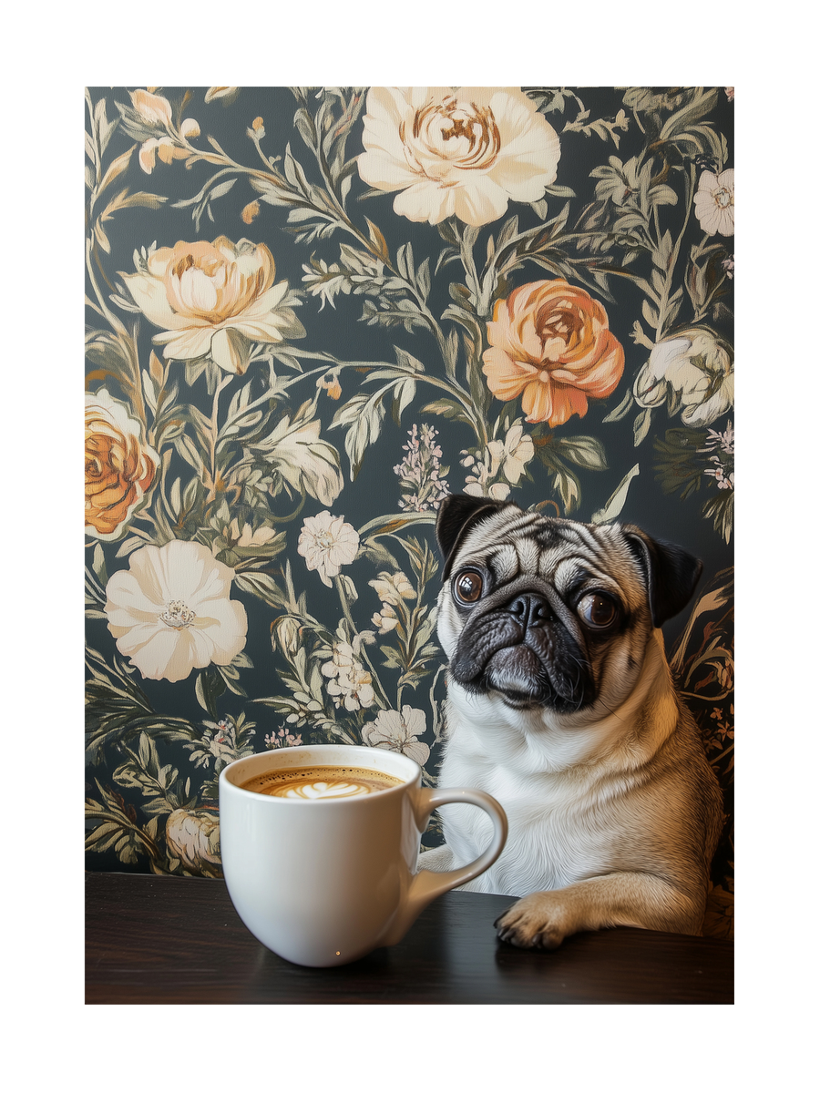 Pug and Coffee Poster