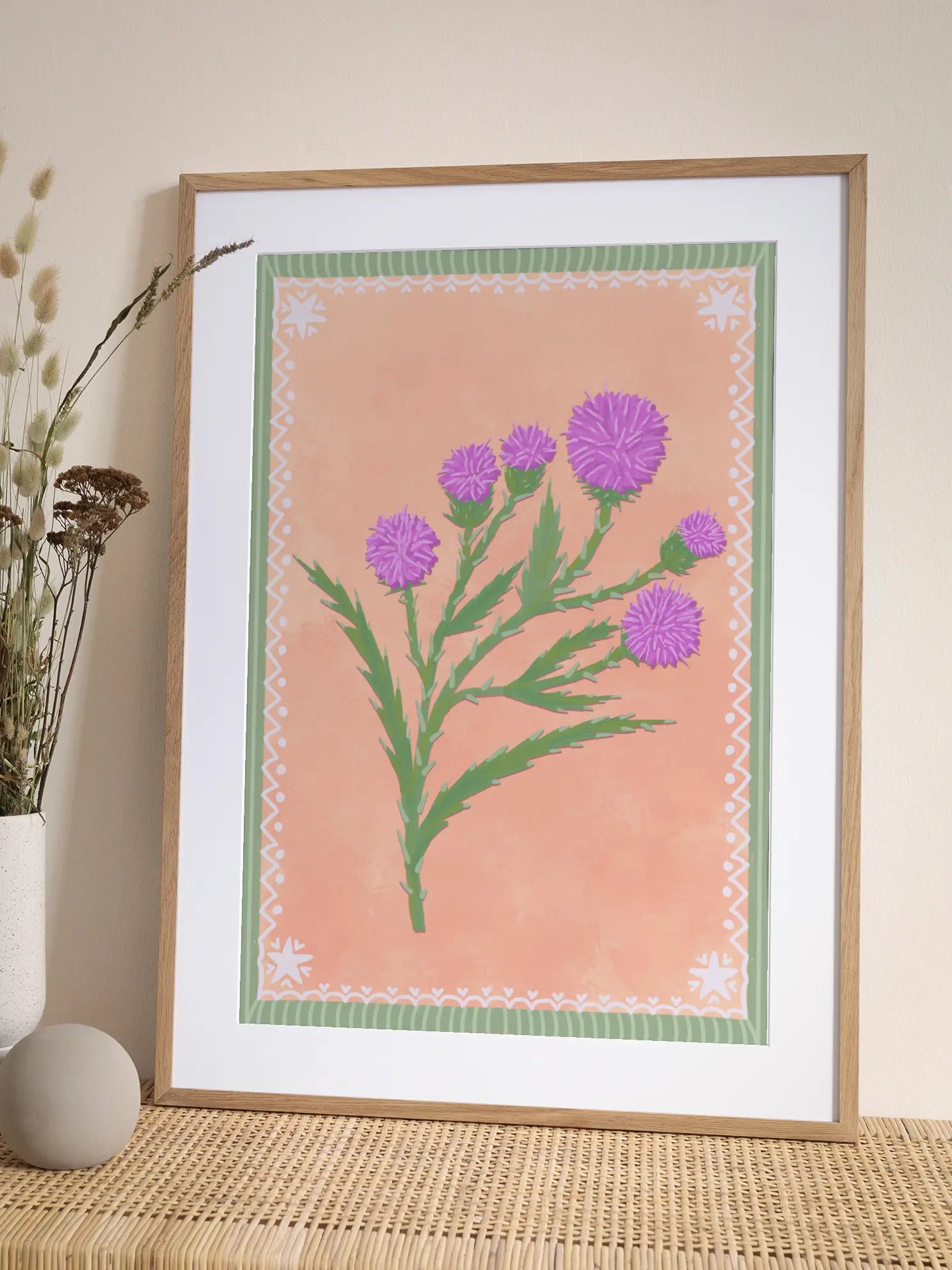Purple Flower Stem Poster