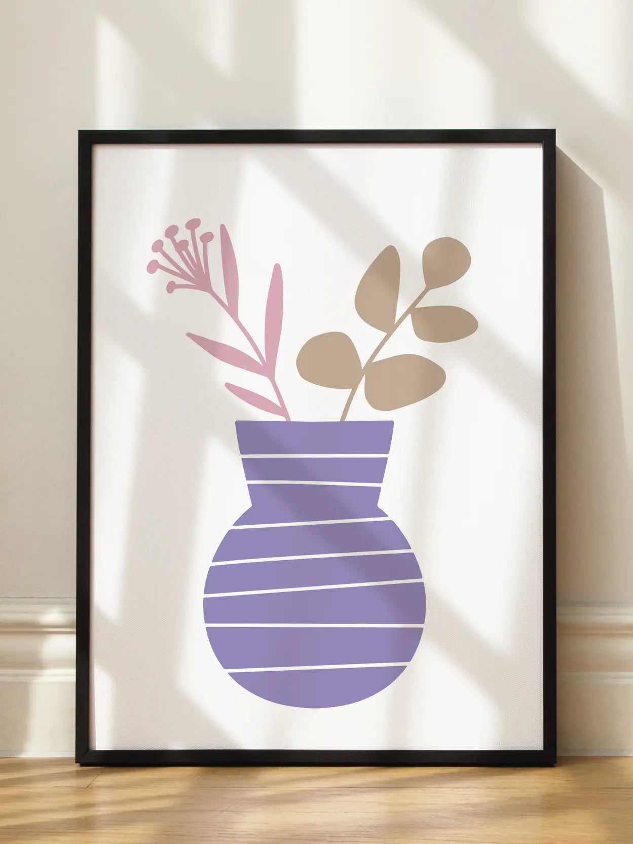 Purple Vase Plant Illustration Poster