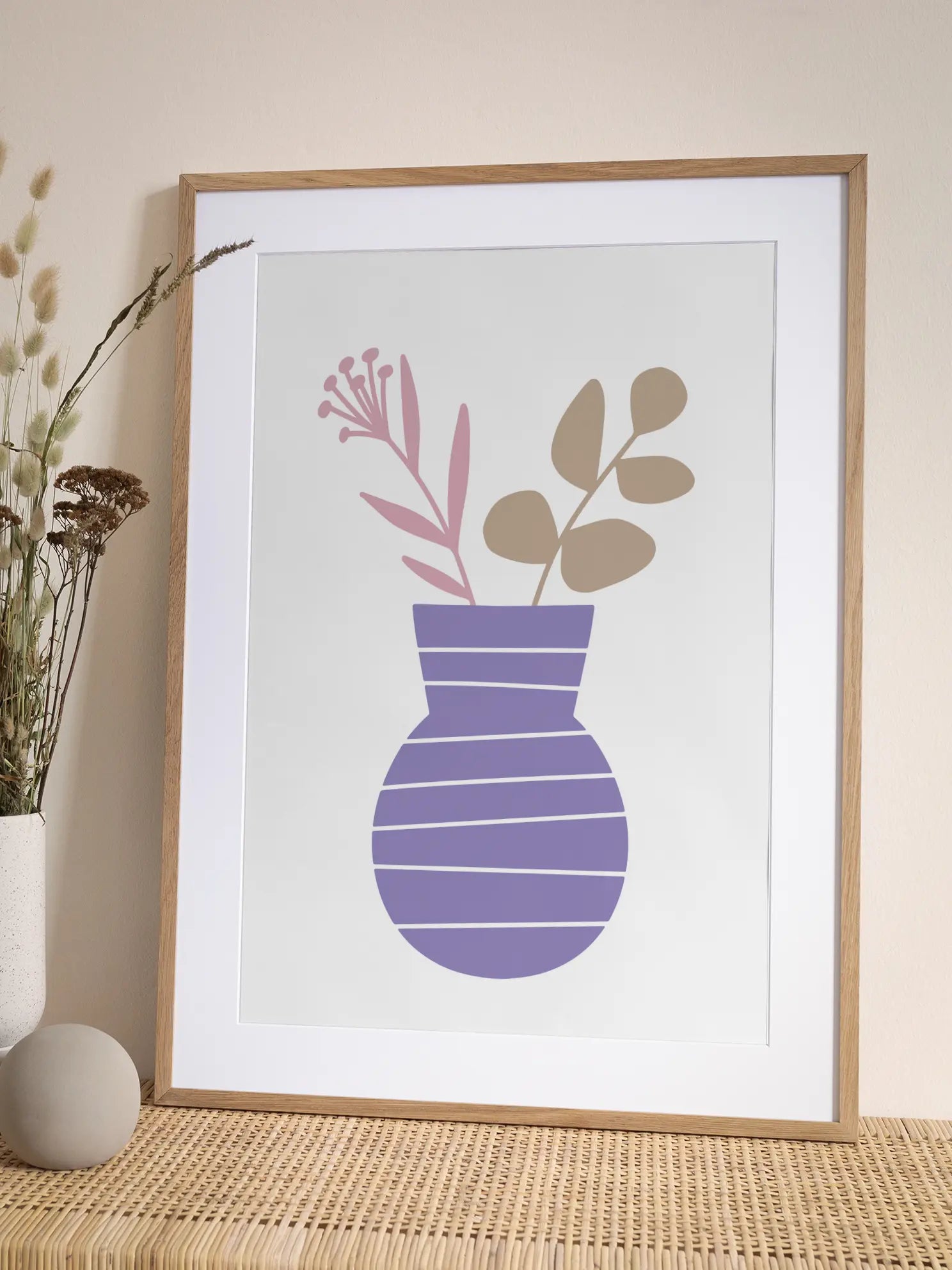 Purple Vase Plant Illustration Poster