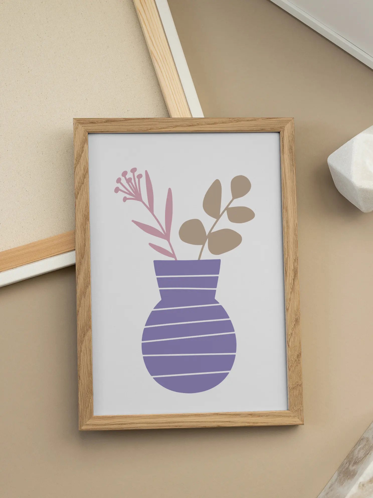 Purple Vase Plant Illustration Poster
