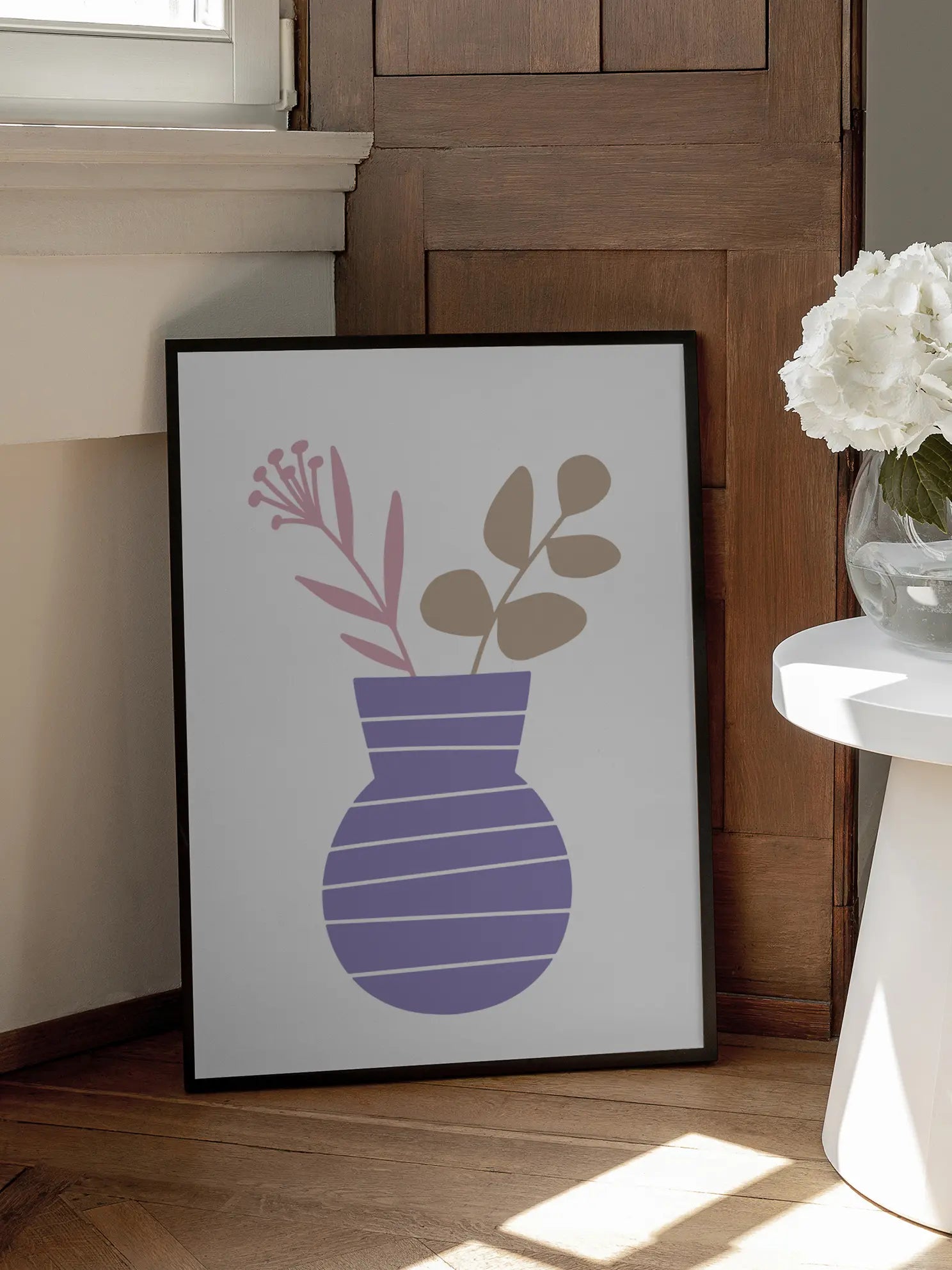 Purple Vase Plant Illustration Poster