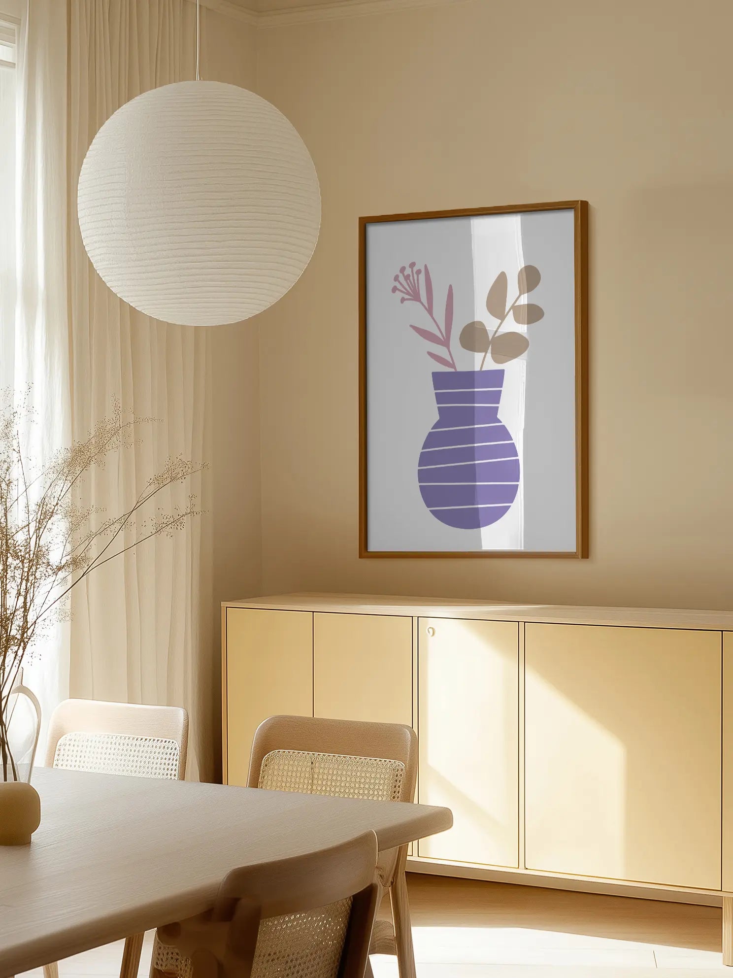 Purple Vase Plant Illustration Poster