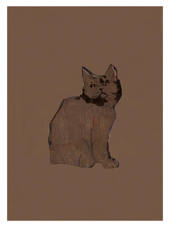 Illustration einer braunen Katze auf braunem Hintergrund.