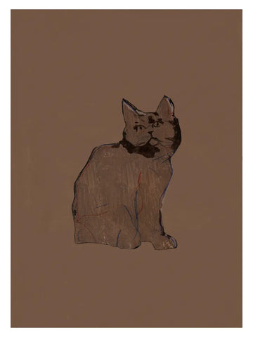 Illustration einer braunen Katze auf braunem Hintergrund.