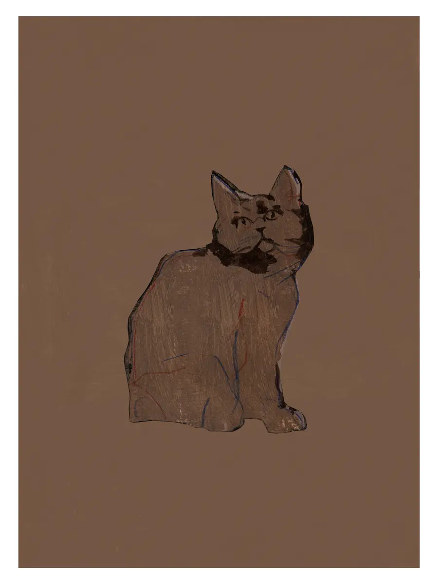 Illustration einer braunen Katze auf braunem Hintergrund.
