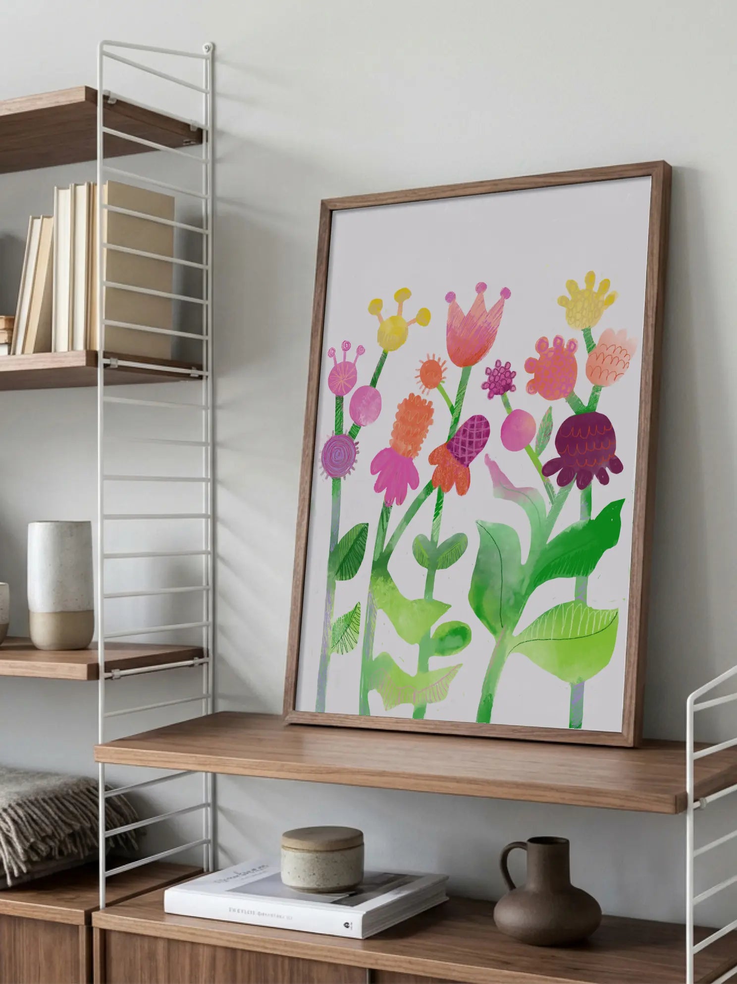Quirky Naive Spring Flowers Poster