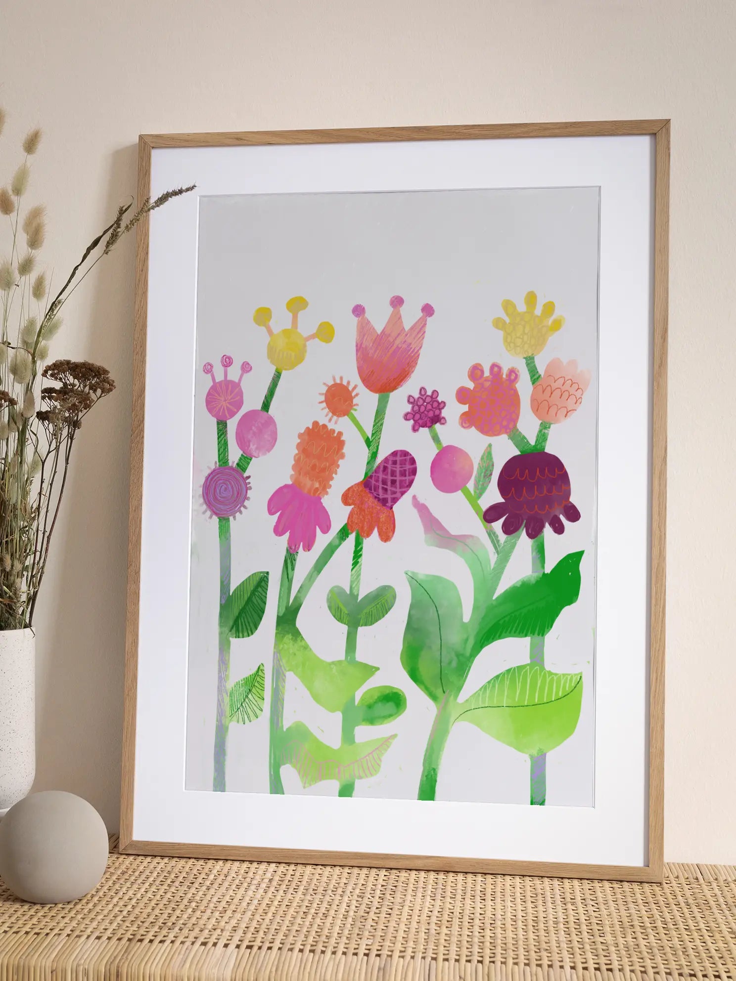 Quirky Naive Spring Flowers Poster