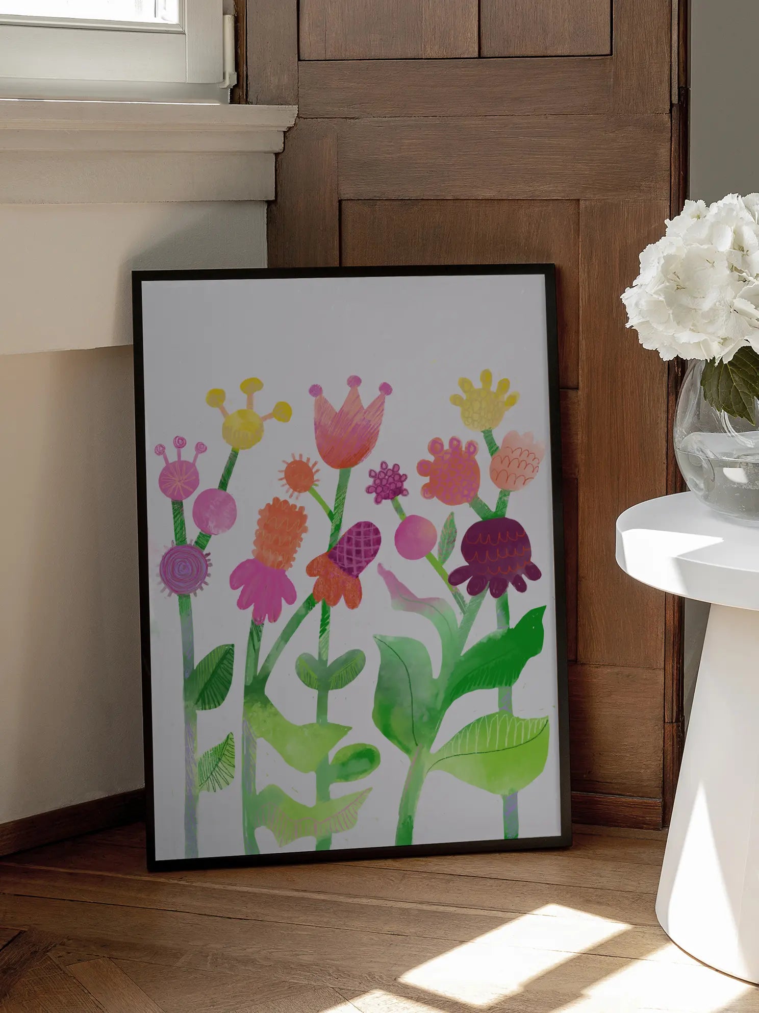 Quirky Naive Spring Flowers Poster