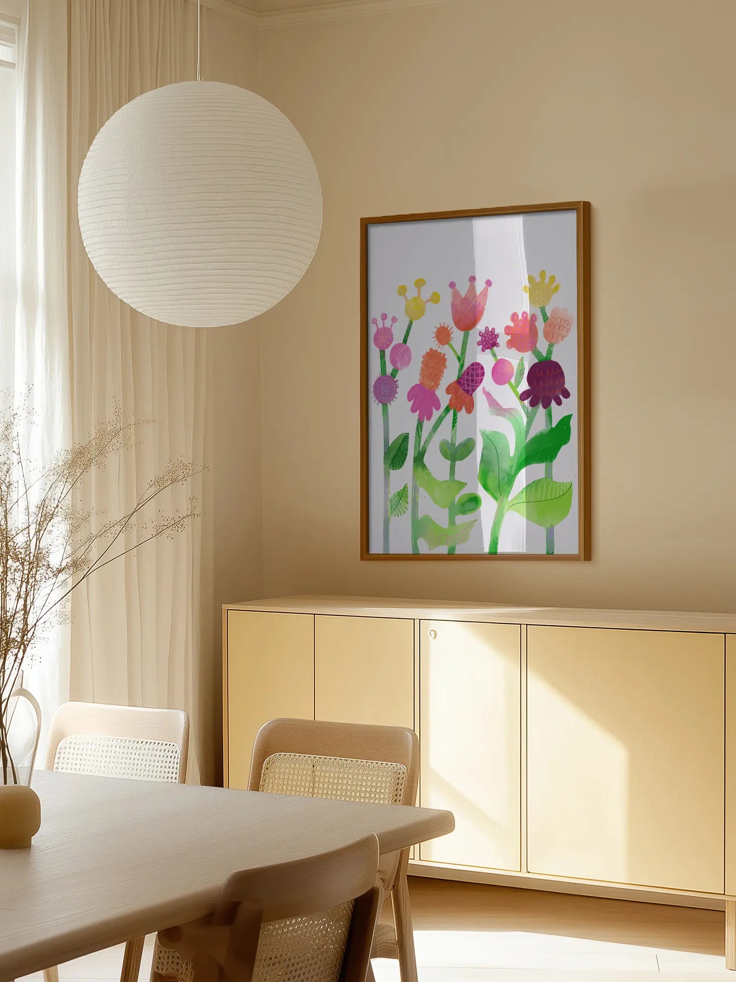 Quirky Naive Spring Flowers Poster