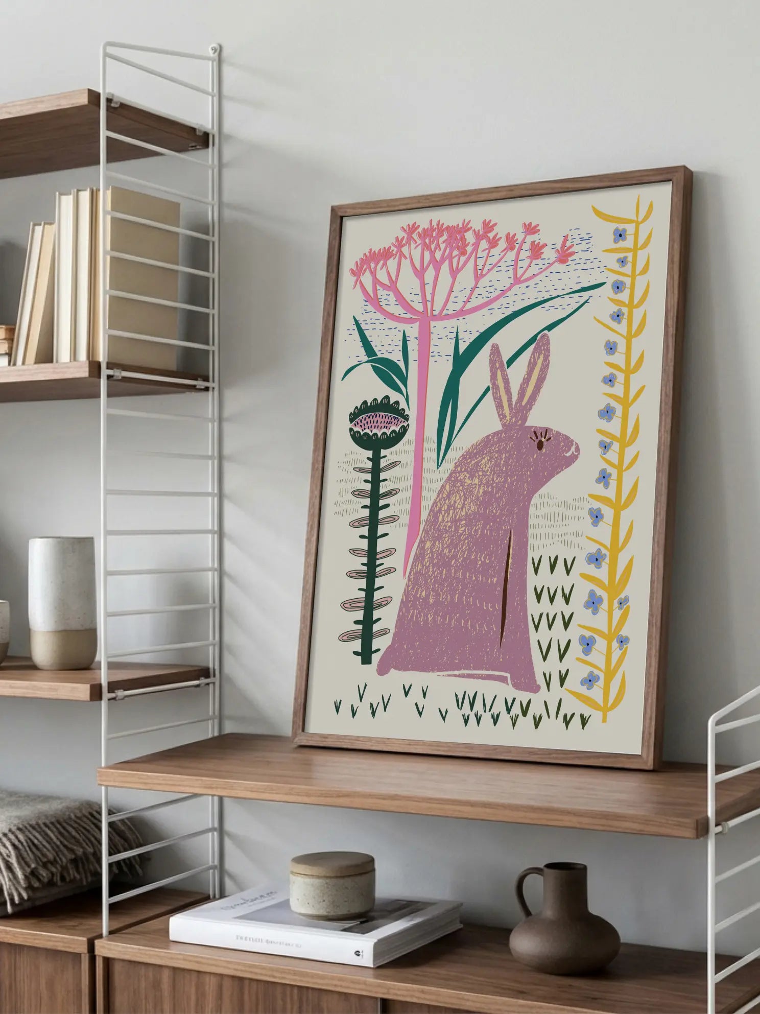 Rabbit Botanical Illustration Poster