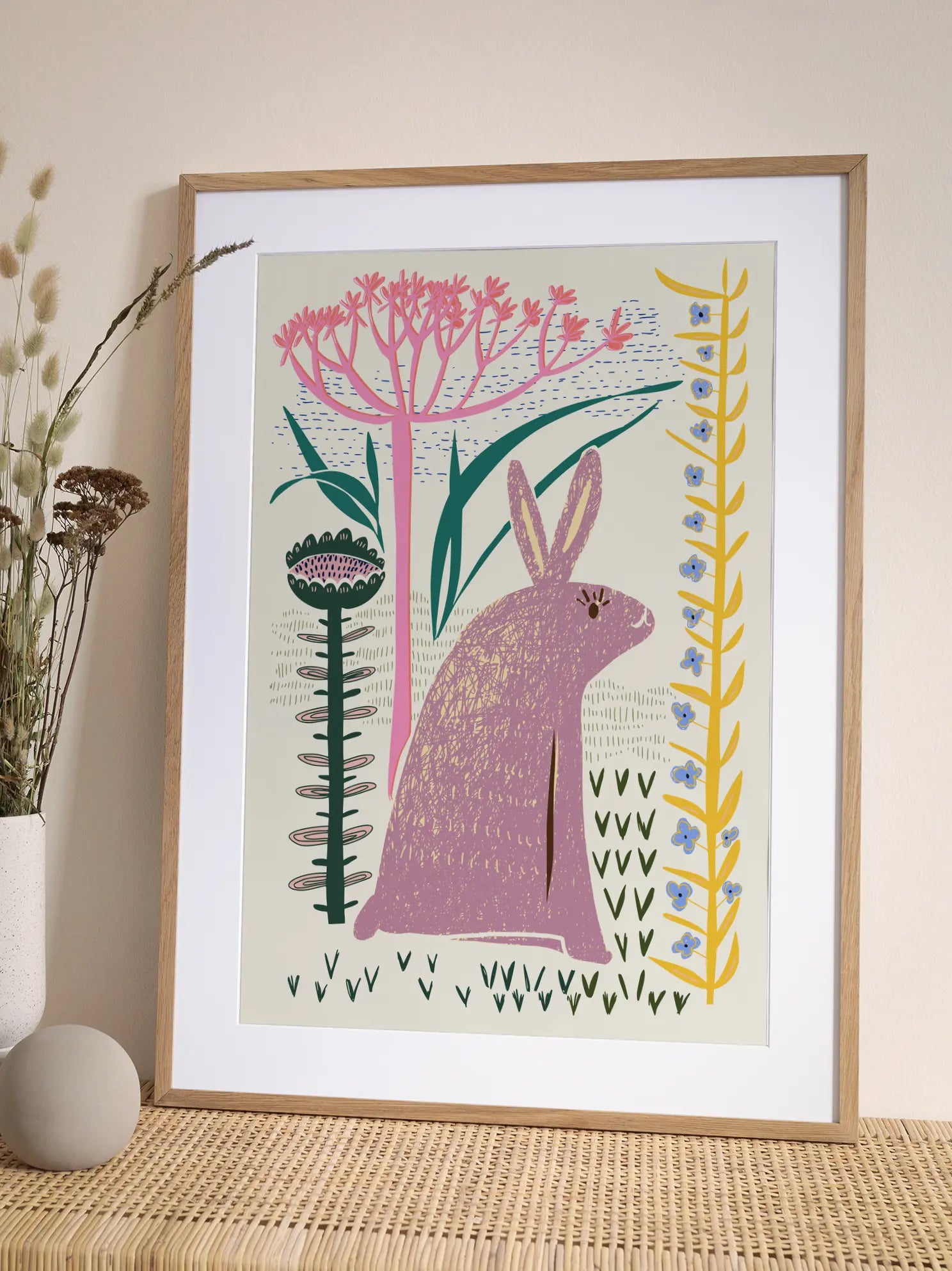 Rabbit Botanical Illustration Poster