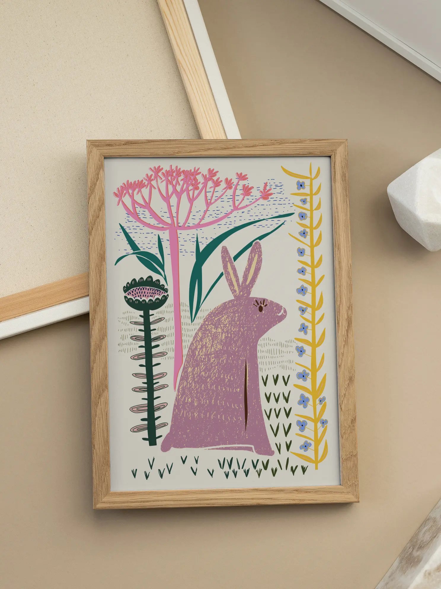 Rabbit Botanical Illustration Poster