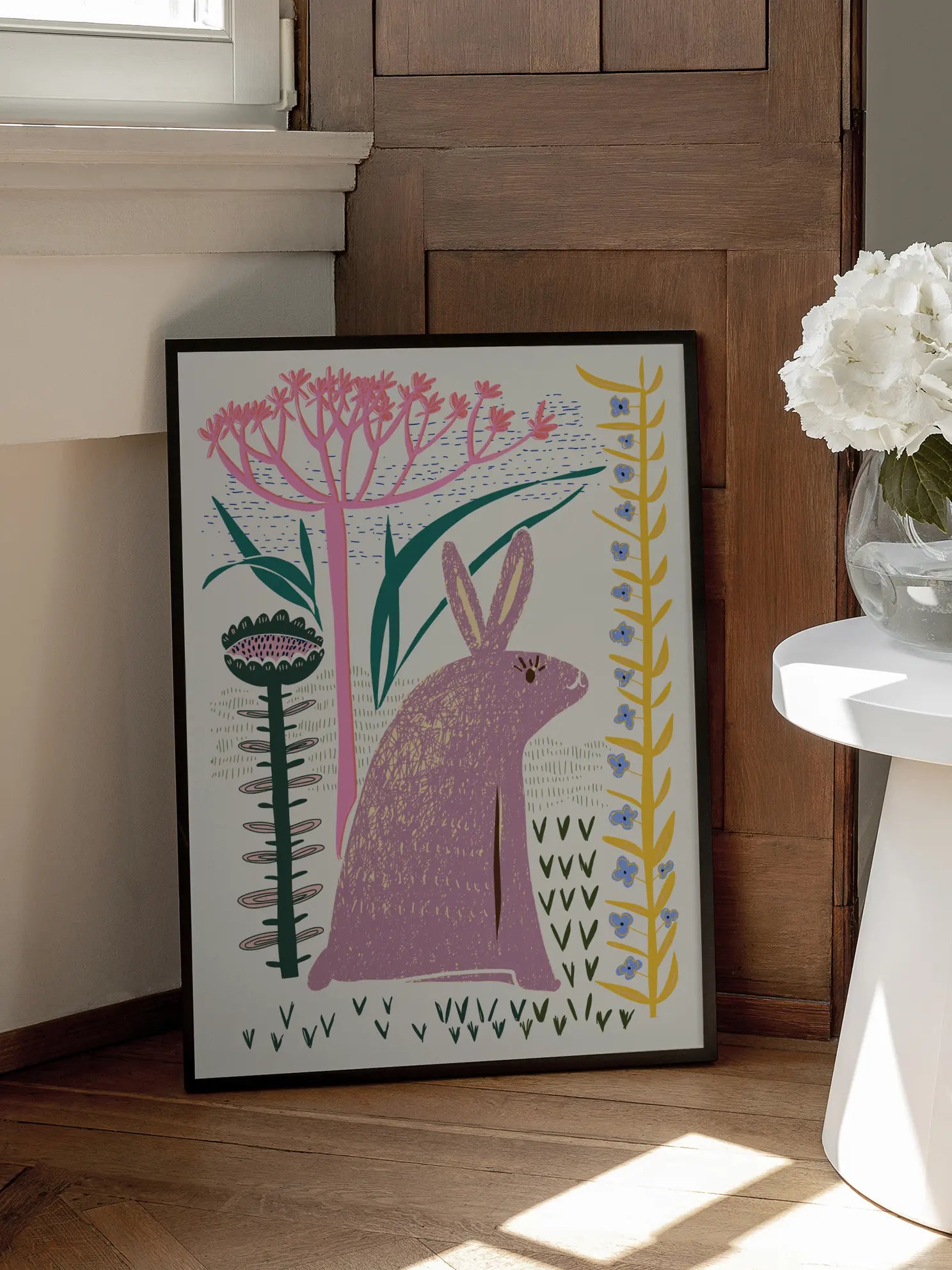 Rabbit Botanical Illustration Poster