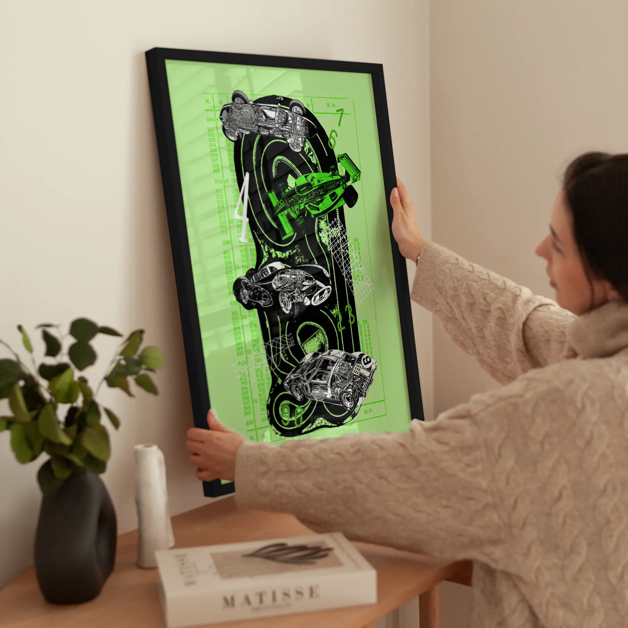 Race Car Track wird aufgehängt