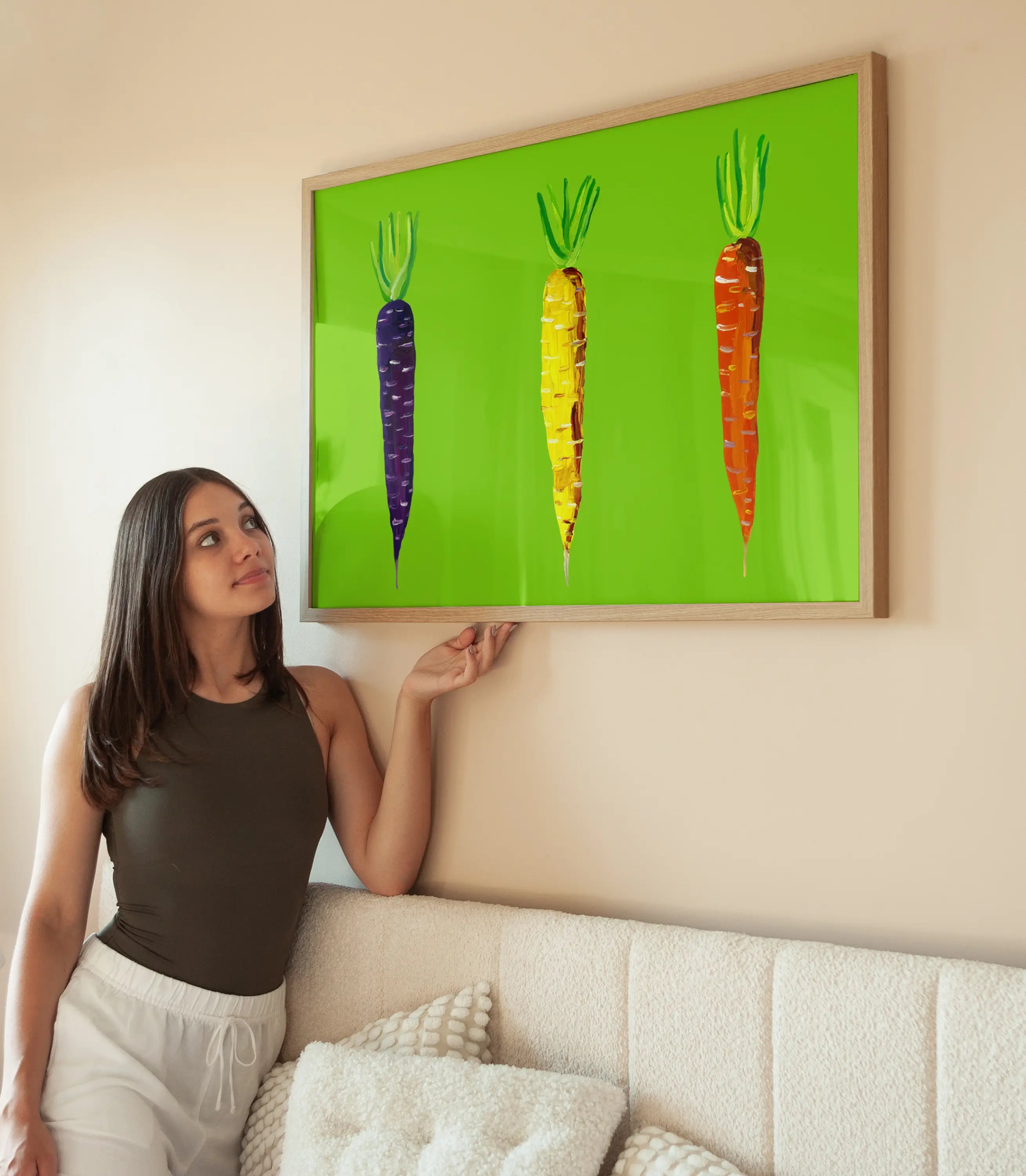 Rainbow Carrot wird aufgehängt