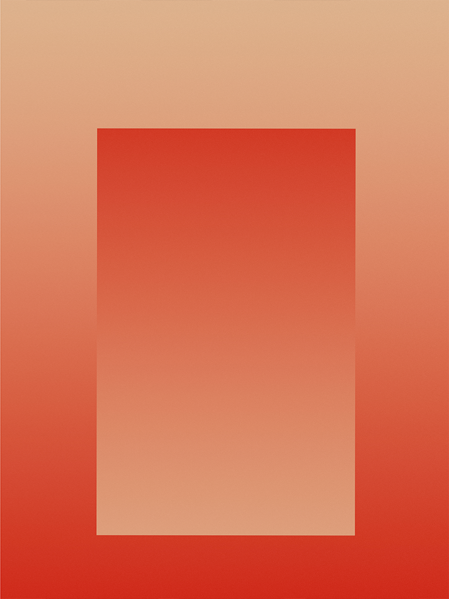 Minimalistisches Poster mit einem rechteckigen Farbverlauf in Rot von Pfirsich zu kräftigem Rot.