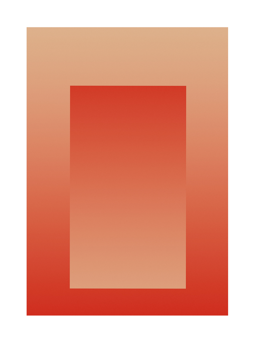 Minimalistisches Poster mit einem rechteckigen Farbverlauf in Rot von Pfirsich zu kräftigem Rot.