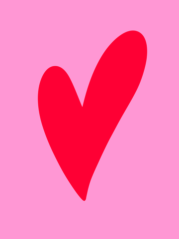 Illustration eines roten Herzens auf rosa Hintergrund.