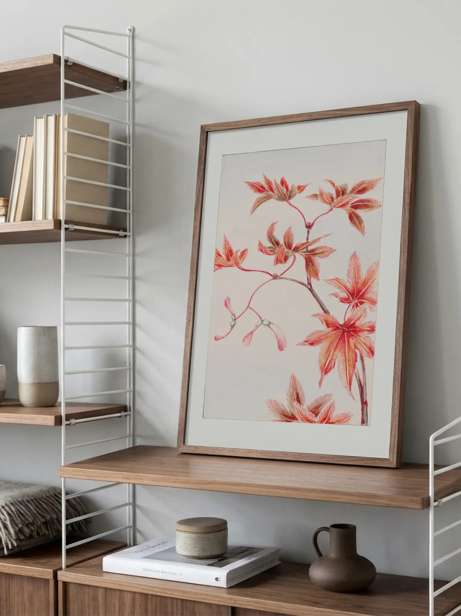 Red Leaves Branch Poster