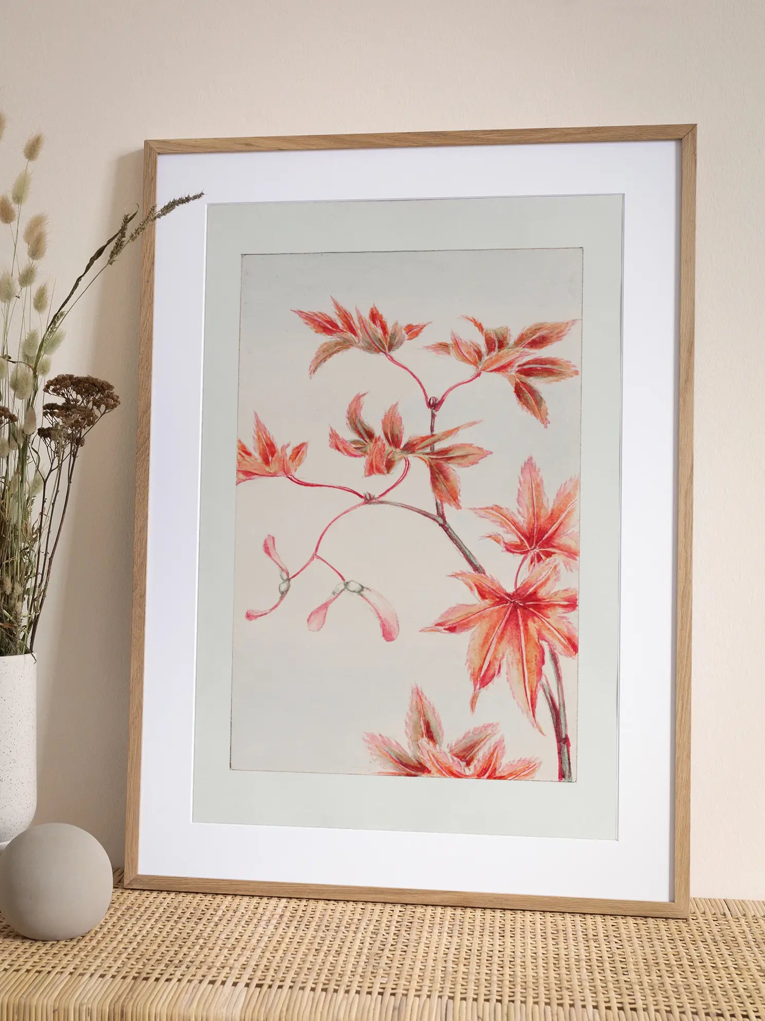 Red Leaves Branch Poster