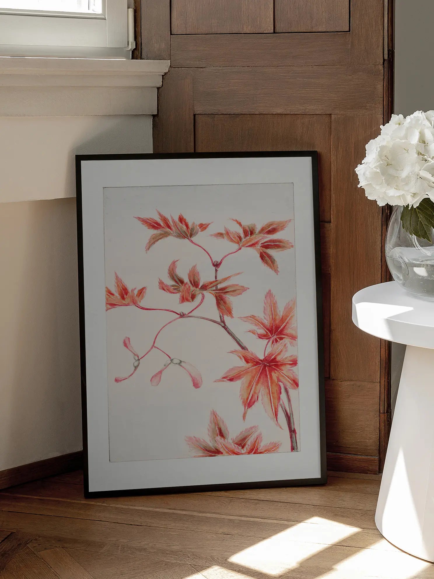 Red Leaves Branch Poster