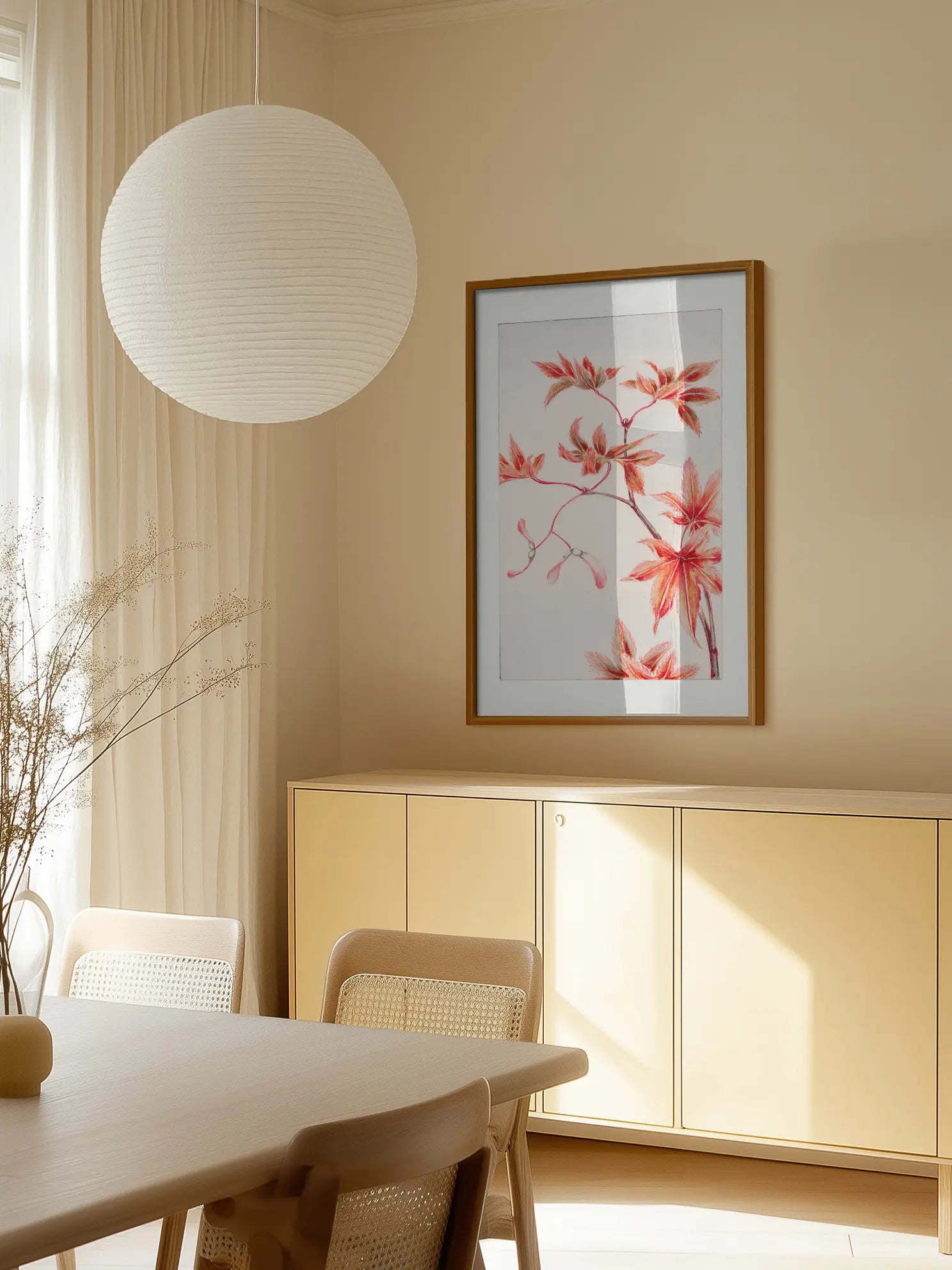 Red Leaves Branch Poster