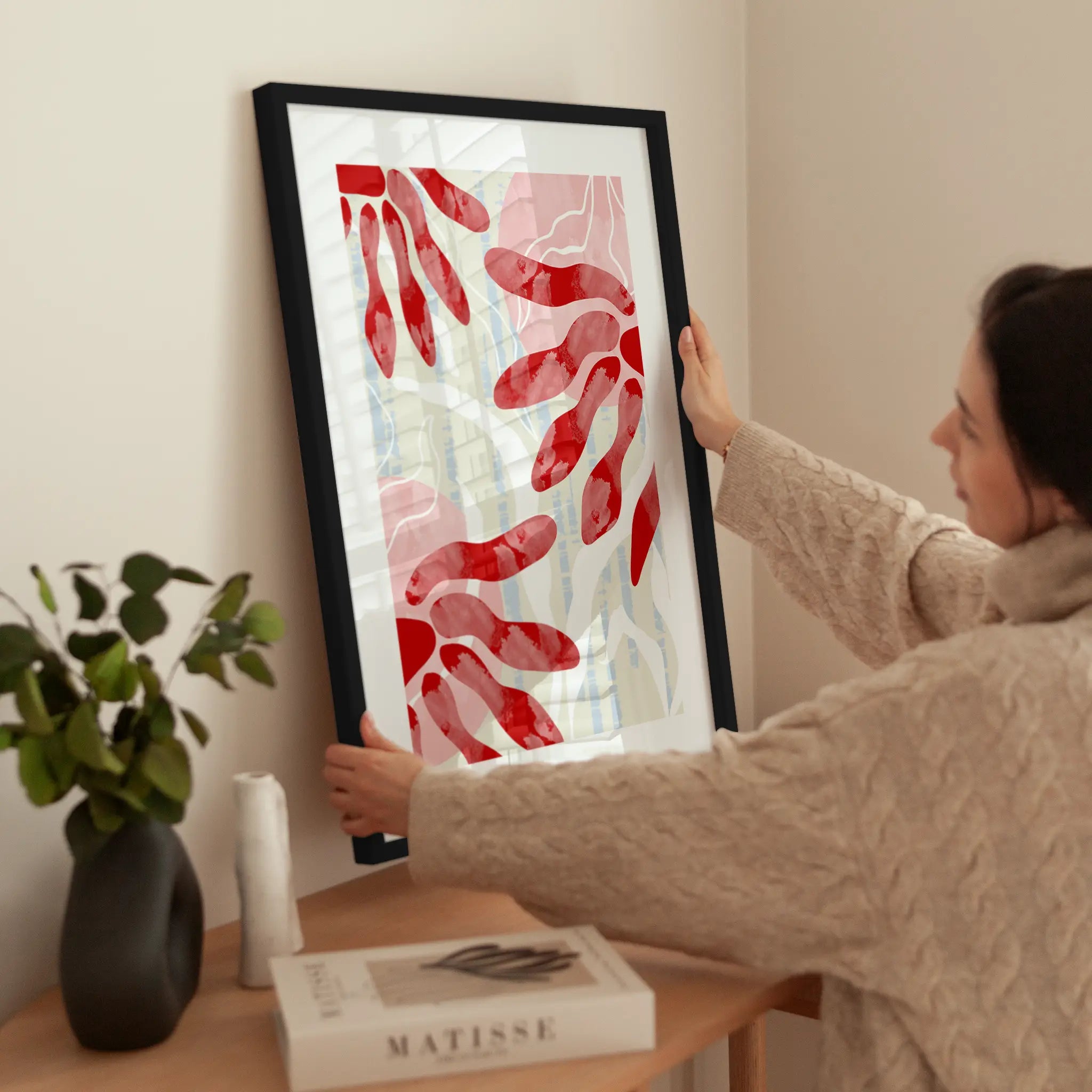 Red Petals wird aufgehängt