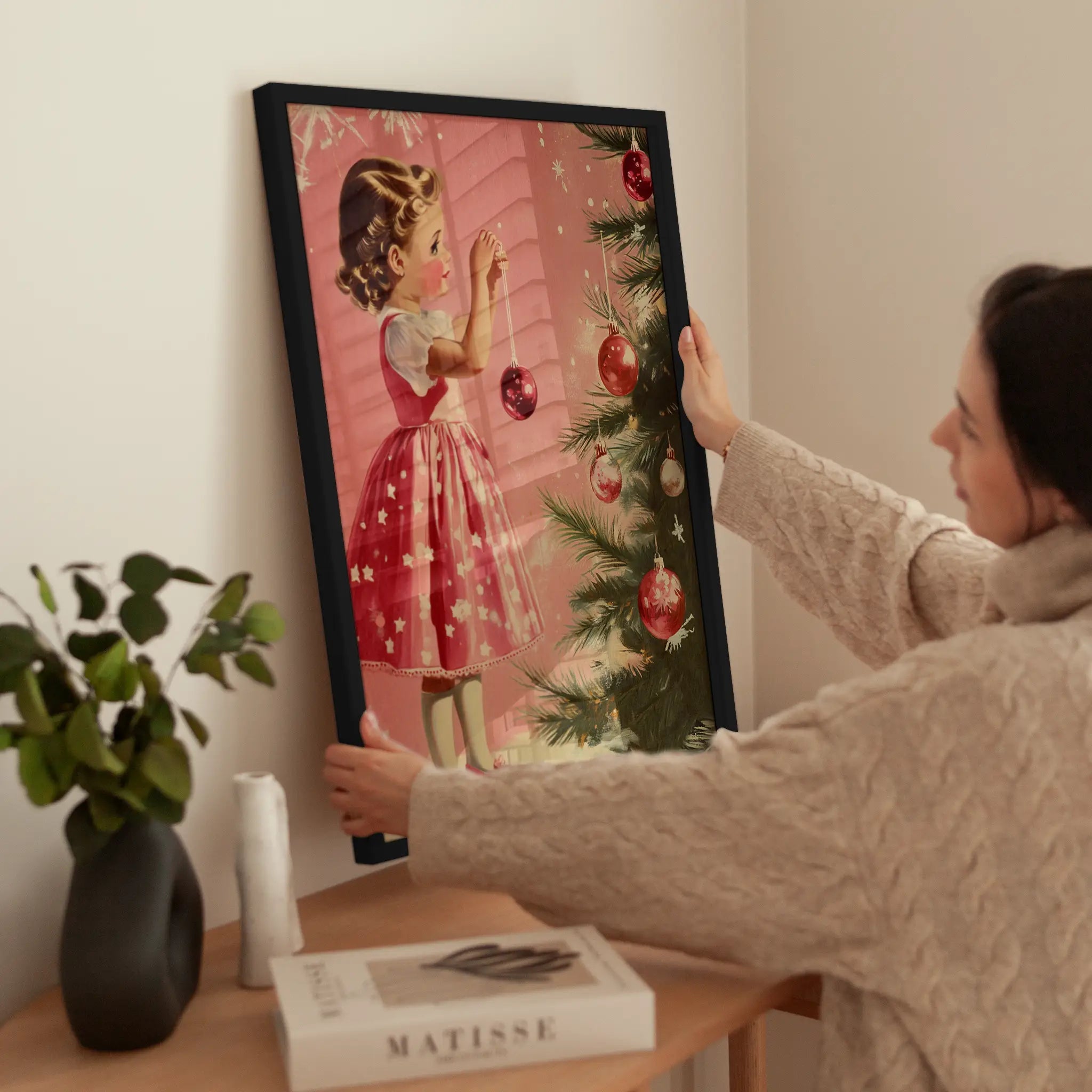 Retro Christmas wird aufgehängt