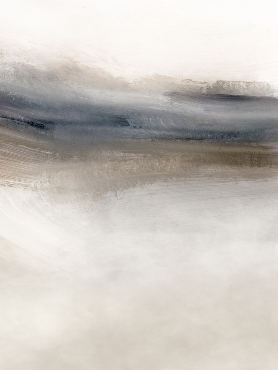 Abstrakte Landschaft in Beige und Blau mit weichen Übergängen.