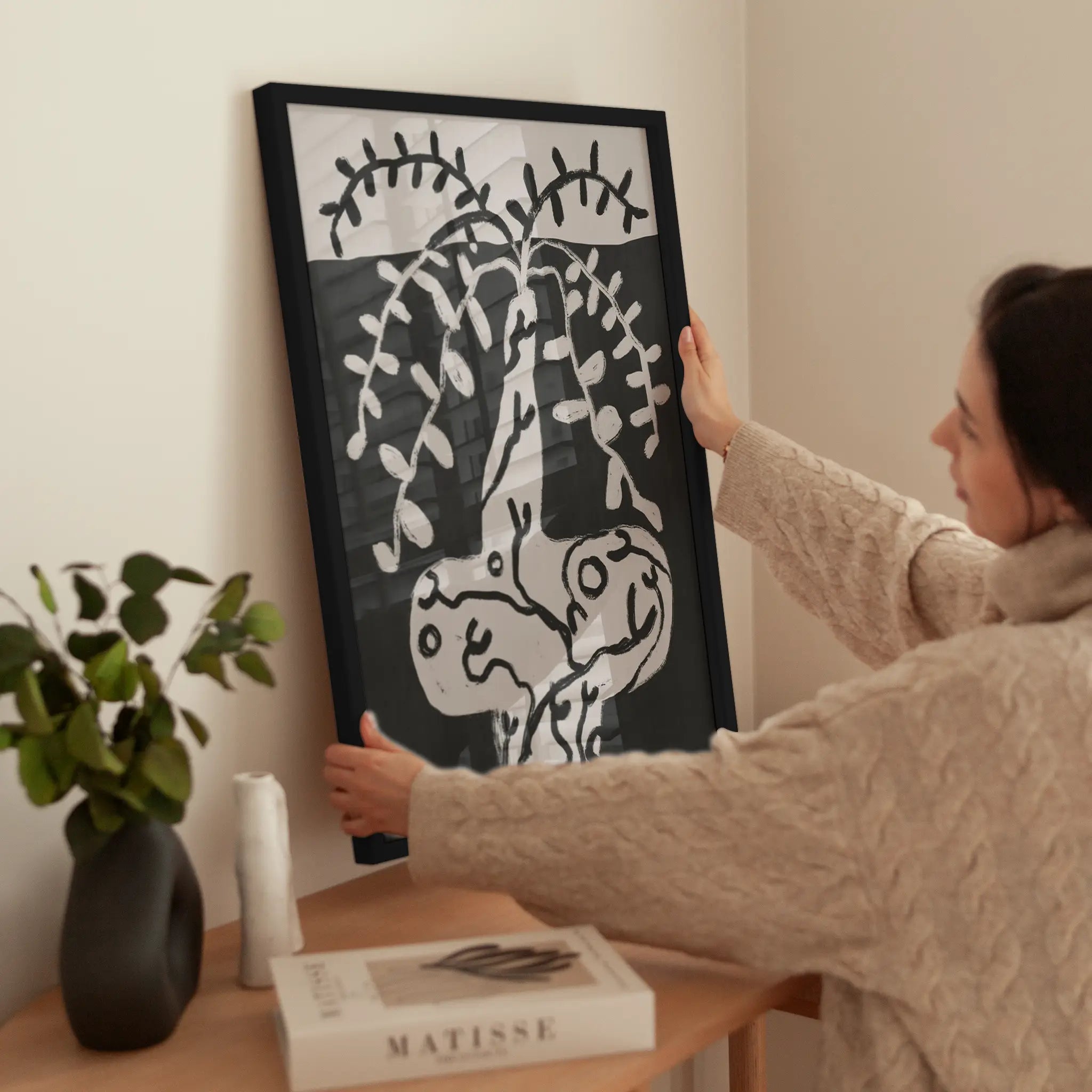 Rustic Pot Plant On the Table wird aufgehängt