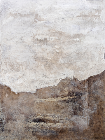 Abstraktes Kunstposter mit Erdtönen, das an Sanddünen erinnert.