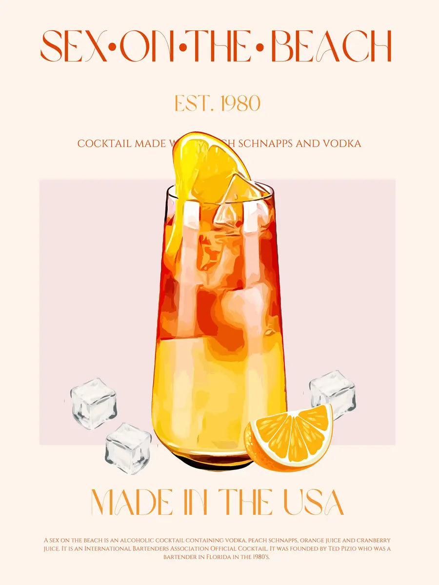 Sex on the Beach Cocktail Poster