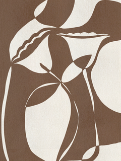 Grafische Illustration von abstrakten weißen und braunen Formen und Linien.