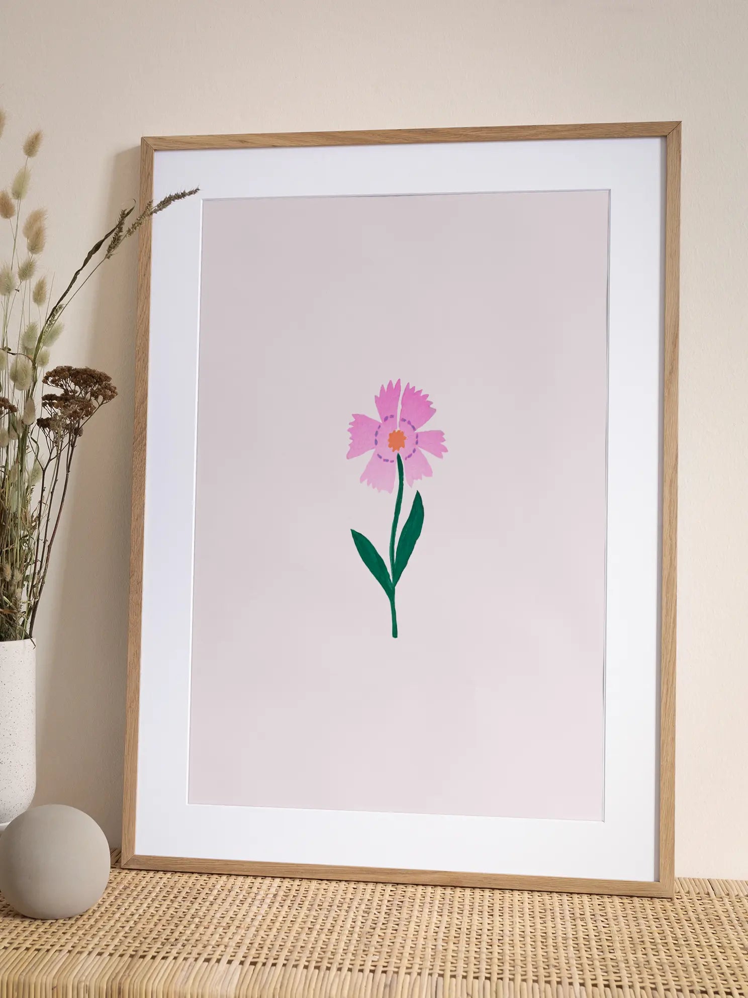 Small Pink Cornflower Illustration Poster