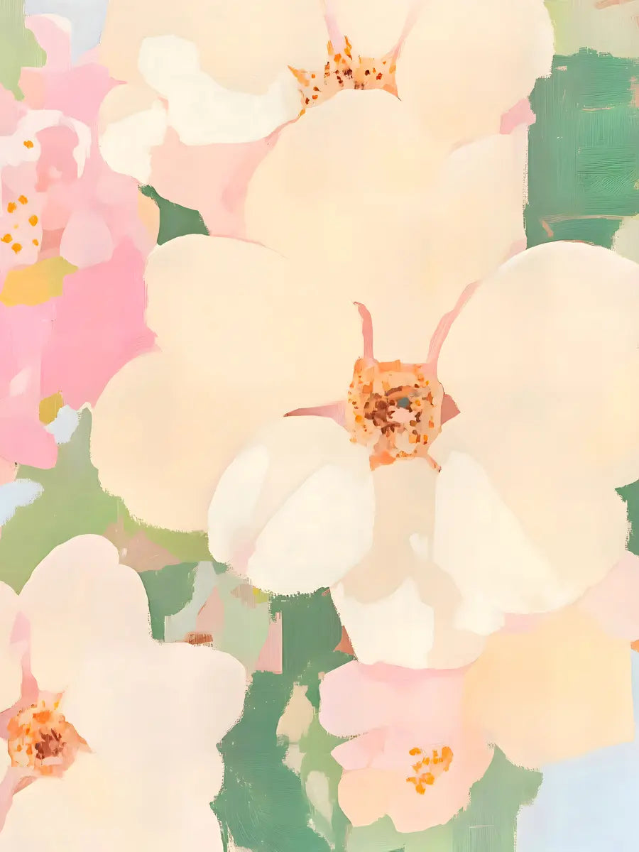 Soft White Flowers Painting Poster
