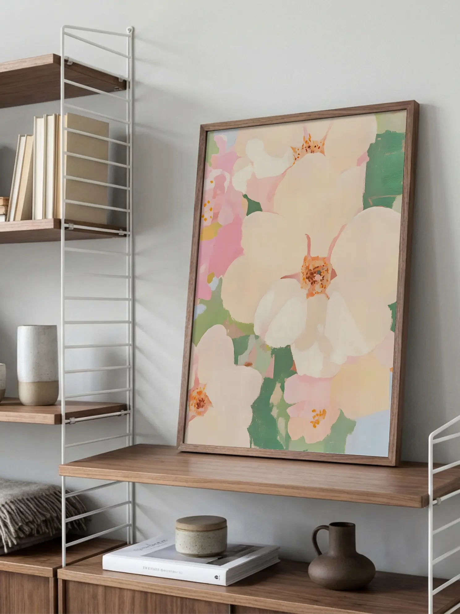 Soft White Flowers Painting Poster