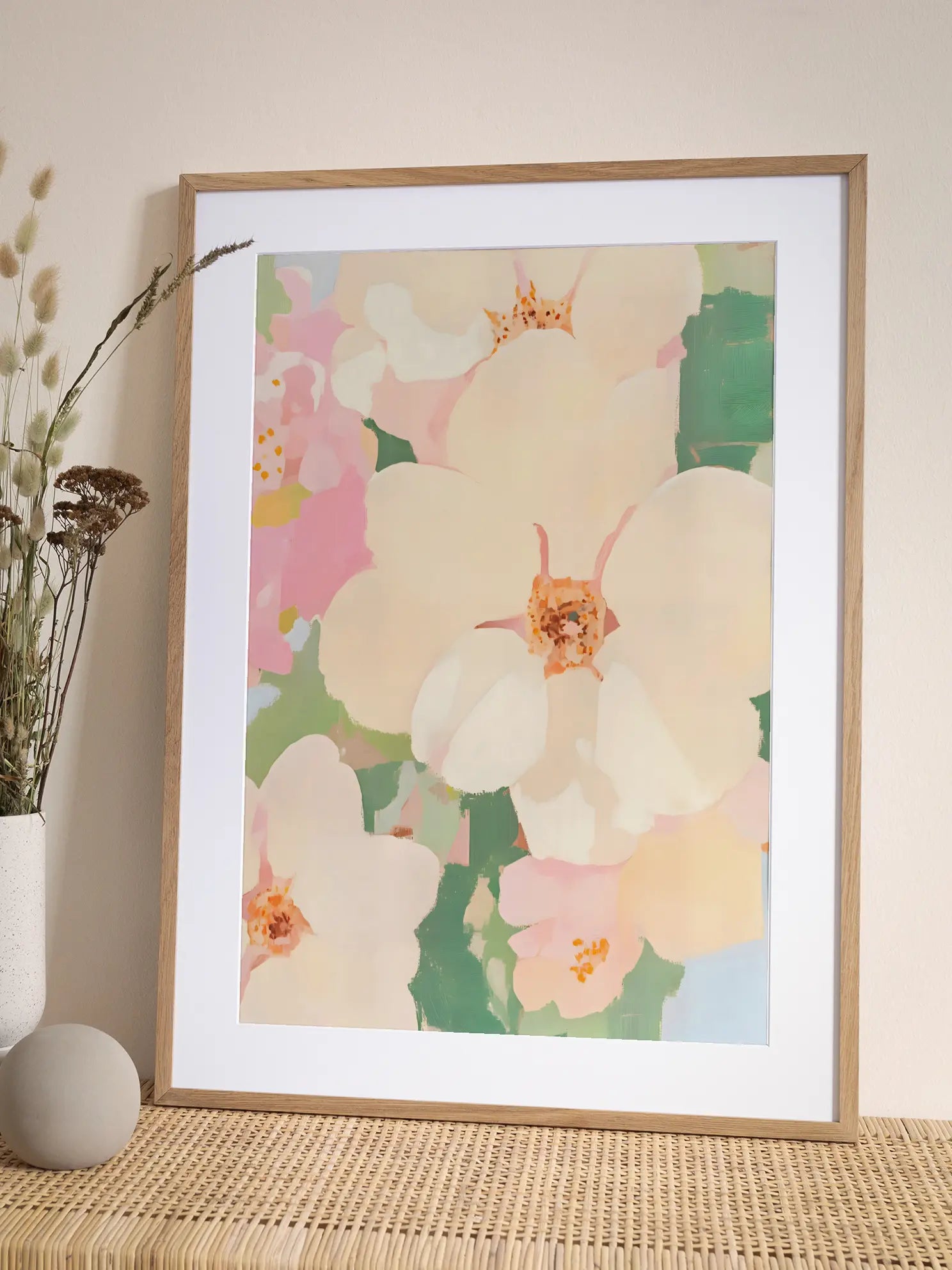 Soft White Flowers Painting Poster