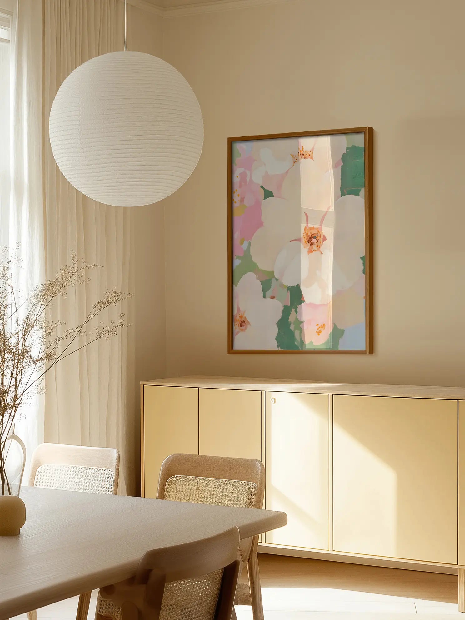 Soft White Flowers Painting Poster