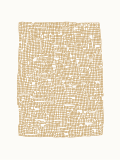 Grafische Illustration eines quadratischen Musters in Beige und Braun.