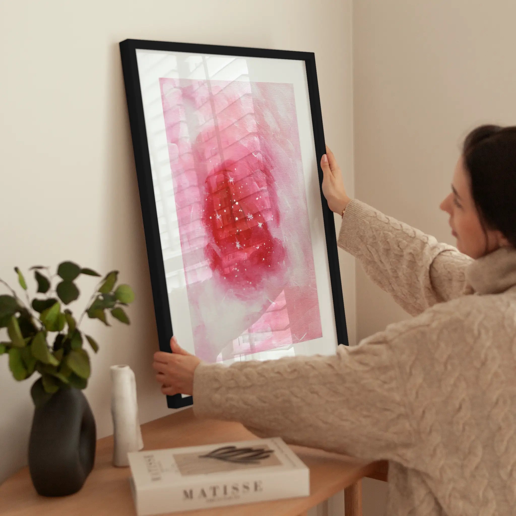 Starry Pink Swirl wird aufgehängt