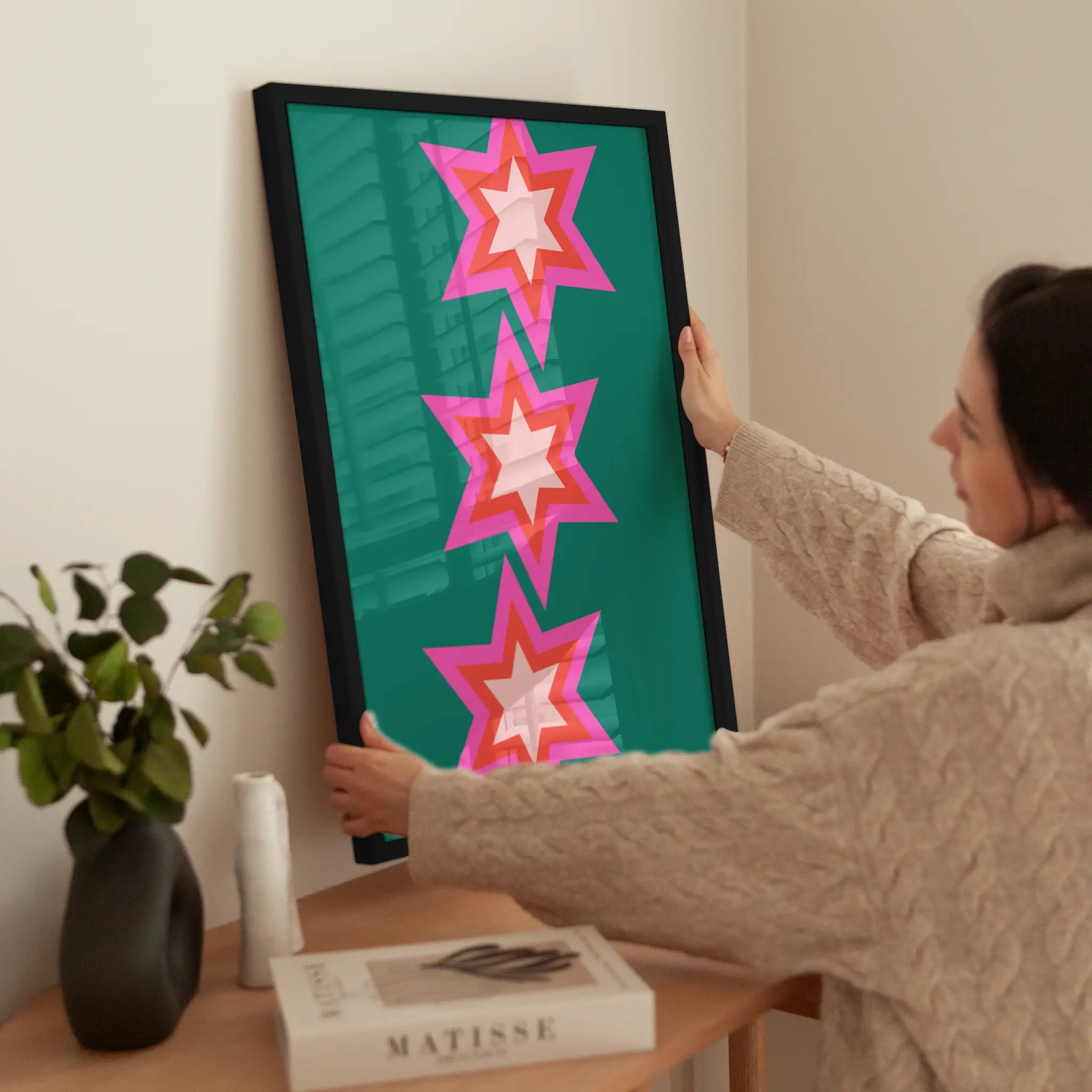 Stars on Green wird aufgehängt